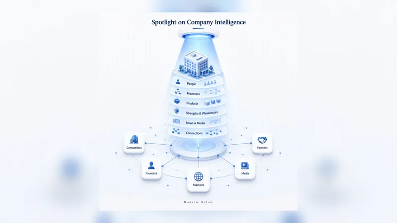 A diagram titled Spotlight on Company Intelligence, with layers of people, products and markets