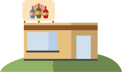 Иллюстрация: стеллаж с бутылками вина