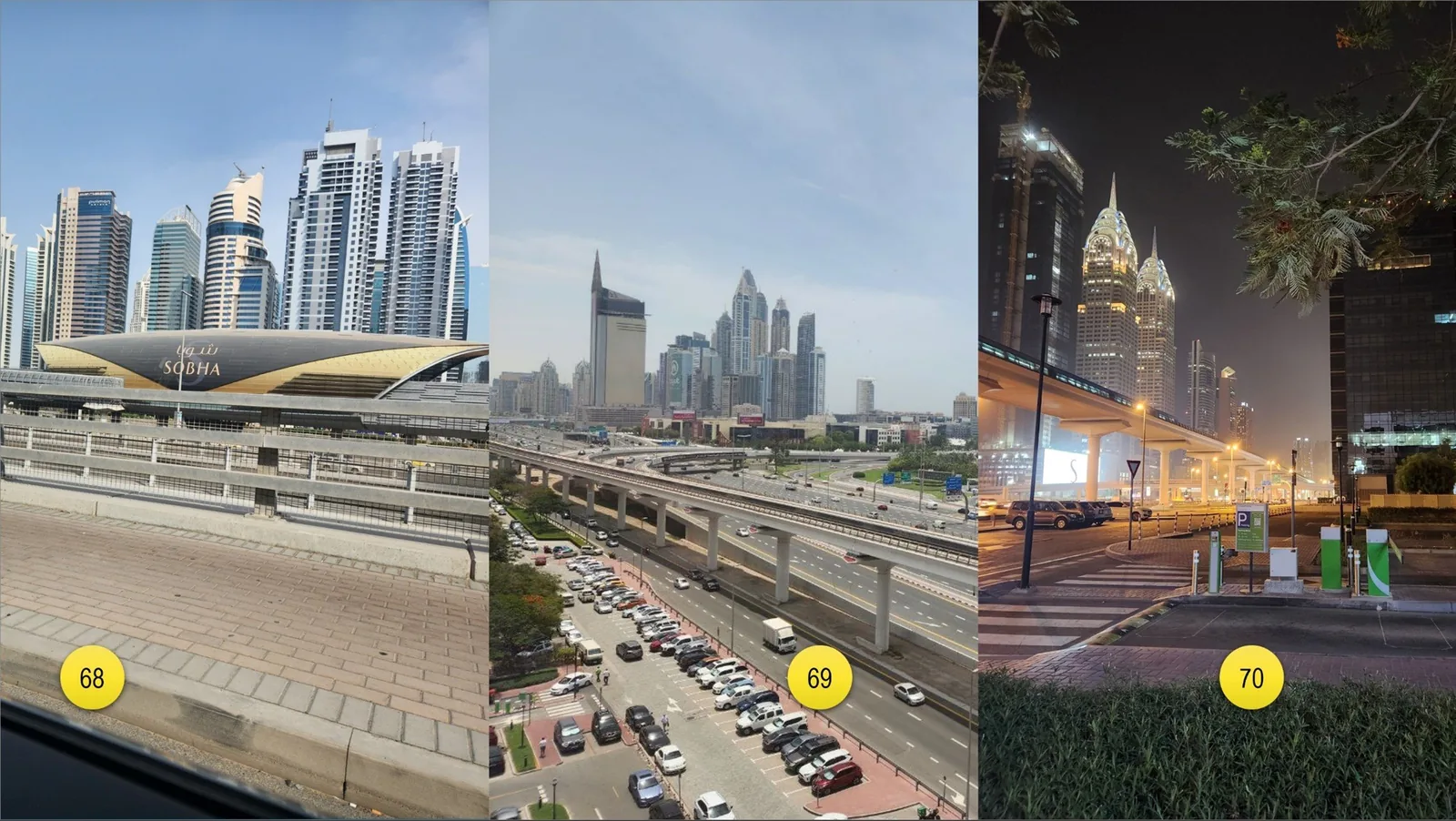 There are two metro lines in the city and stations are noticeable from distance, as they look like the part of the