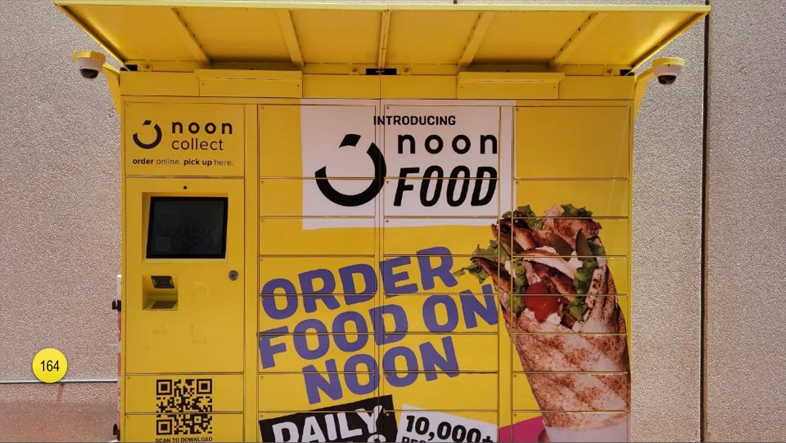 Dedicated storage boxes allow to collect items with no-hassle from local e-commerce megastore called Noon (164).